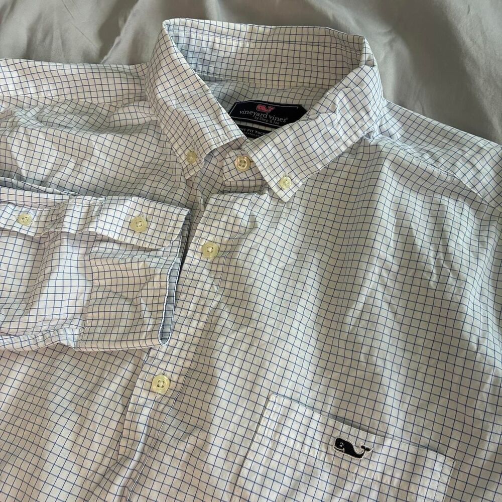 Vineyard Vines Classic Fit Tucker Shirt Men’s XL Blue White Check Button Down